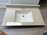 New cultured marble vanity top with wave bowl and backsplash