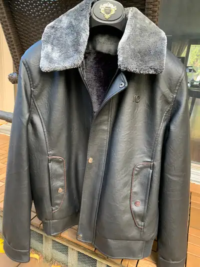 New Italian Leather  jacket with fur., View more