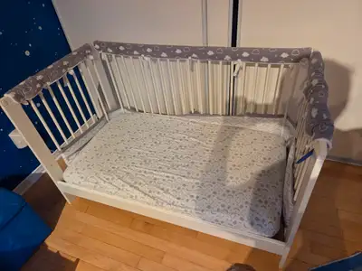 Ikea Crib + Mattress + 2 Protectors + 4 Sheets + Accessories, View more