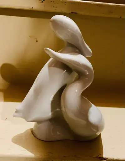 This is for a Vintage Czechoslovakia Royal Dux White Porcelain Loving Pair of Ducks Bird Figurine. I...