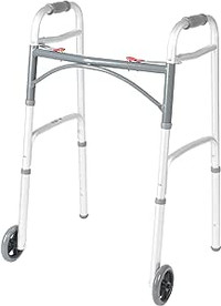 Drive Medical Deluxe Two Button Folding Walker with 5" Wheels, S