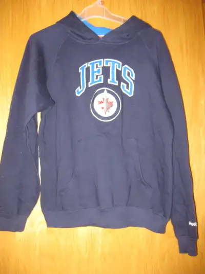 JETS NHL Reebok Fleece Hoodie NEW. Unisex Large size Youth 14-16. Measurement across chest from unde...