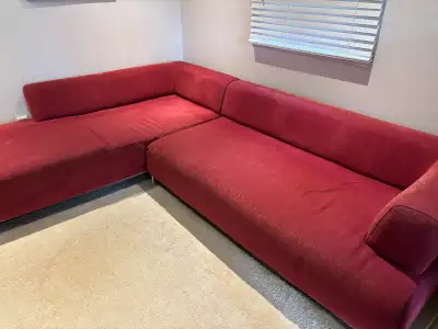 free red sectional couch - minor damage , View more
