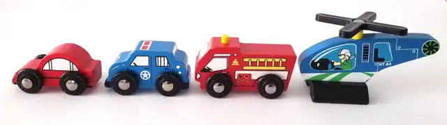 Vintage Imaginarium Wooden Wood Police Fire Engine Building Toys in Toys & Games in Markham / York Region - Image 6