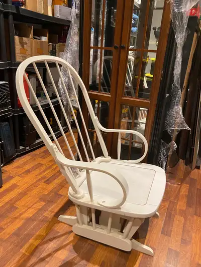Rocking chair works great. No cushions, but available for purchase online