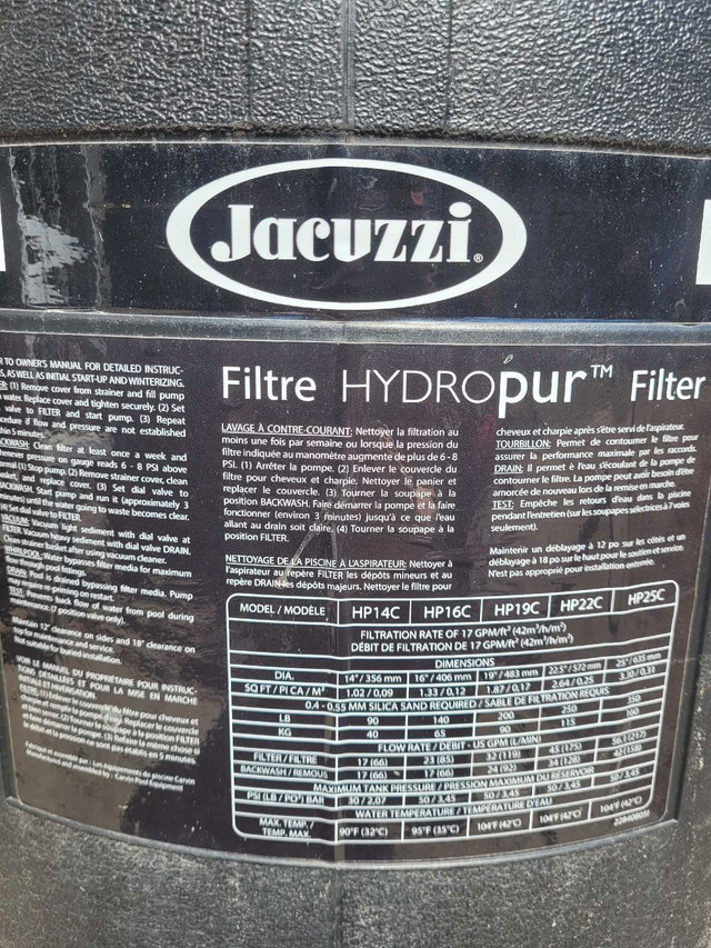 Filtre Jacuzzi hydropur piscine dans Spas et piscines  à Longueuil/Rive Sud - Image 3