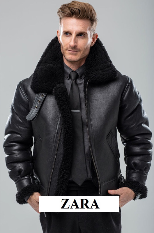 Zara manteau coat jacket sherpa sherling cuir leather men homme dans Femmes - Hauts et vêtements d'extérieur  à Ville de Montréal