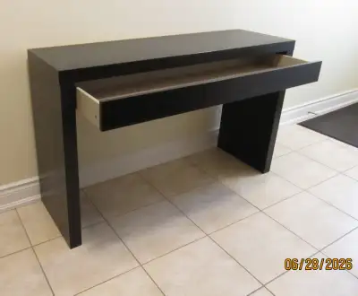 ikea malm dressing table black brown IKEA Malm dressing table. 120cm wide. Few small screw holes in the sides  where it's previously been fixed to a wall. Can be easily filled if needed.  Available for collection today. **SOLD**