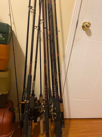Large assortment of fishing rods for sale ($40 EACH)