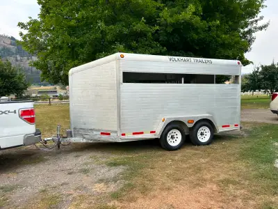 Aluminum 15 ft stock trailer, with sliding and swinging tailgate, divider. Inside dimension, height...