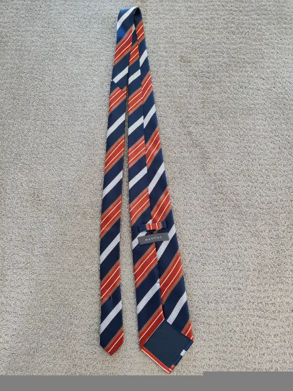 Men's Silk Neck Ties - Mantles - 100% Silk - Navy Blue / Orange in Men's in Calgary - Image 6