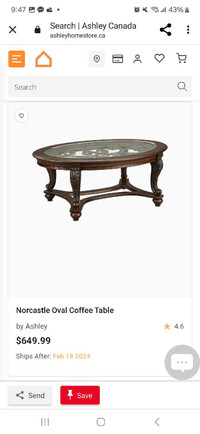 Norcastle coffee table and entryway table