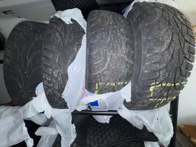 Set of 4 winter tires on Rims. Size is 225 65R17. Date of Manufacture is 2016 Tires were purchased n...