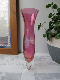 Glass Cranberry Pink Small Vase