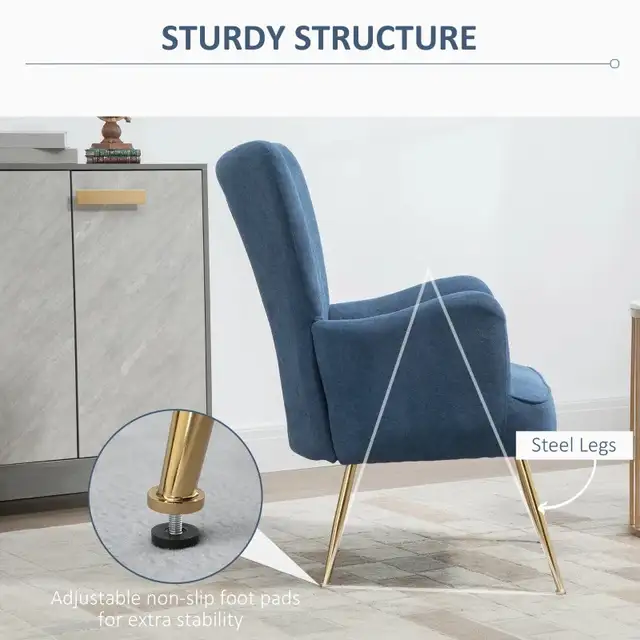 Velvet Accent Chairs, Modern Living Room Chair, Tall Back Leisur in Chairs & Recliners in Markham / York Region - Image 4