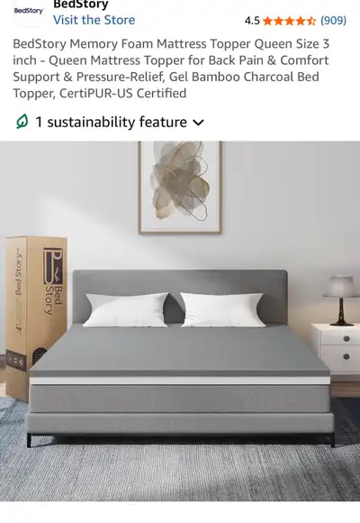 Memory Foam Mattress Topper - queen size brand new, View more