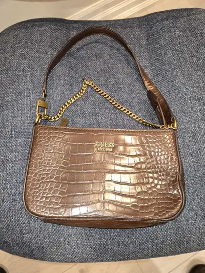 Guess Katey Croc Mini Shoulder Bag, Brown, View more