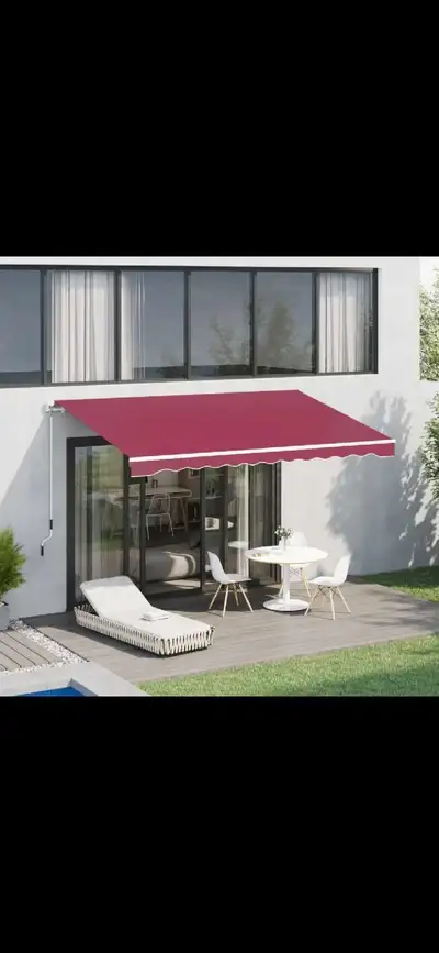 10'x8'Manual Retractable Awning, Sun Shade，Aluminum Frame , View more
