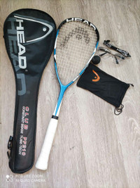 new!Head Microgel Raptor Squash Racket w/cover+eyewear+ball