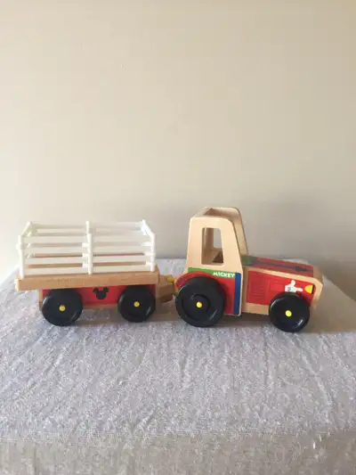 TRACTOR AND WAGON ONLY FROM ORIGINAL FARM SET DISNEY CLUB HOUSE ON THE FARM WOODEN PIECES THESE ARE...