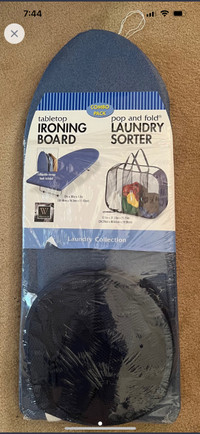 NEW - Iron board and laundry sorter