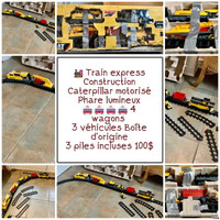 Train express chantier construction Cat motorisé Piles incluses