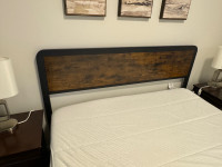 Queen bed frame headboard and mattress 