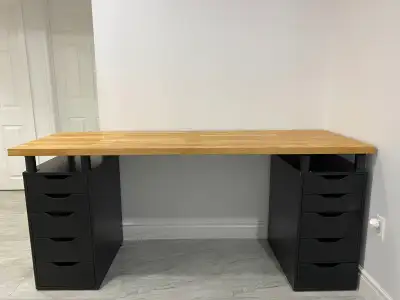 SoId - IKEA  Desk - KARLBY Countertop & ALEX Drawer Units - Sold, View more