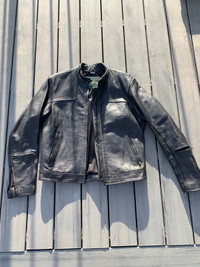 Black motorcycle leather jacket 