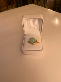 Hi-End Gold Plated Jade Ring Size 7