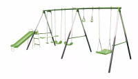 Sportspower Outdoor 7-Station Metal Swing Set Combo, 2 Swings, T