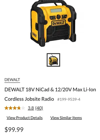Dewalt Jobsite Radio, View more