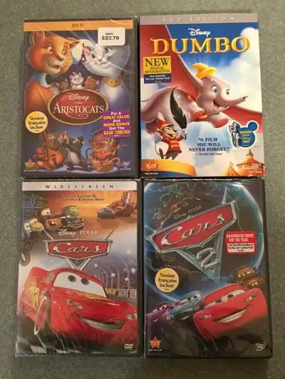 New Disney DVDs The Aristocats Dumbo Cars 1 & 2, View more