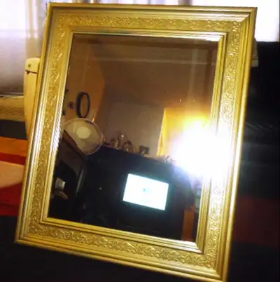 Modern Large Square Gold Frame Wall Mirror - Like New, View more
