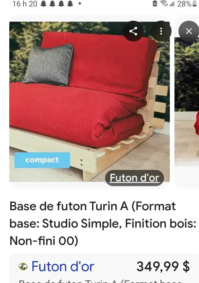 Futon avec base de lit en bois Double in Couches & Futons in Laval / North Shore - Image 7
