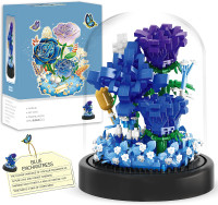 Guglog Flower Bouquet Blue Roses Building Bricks Kit - Only $19