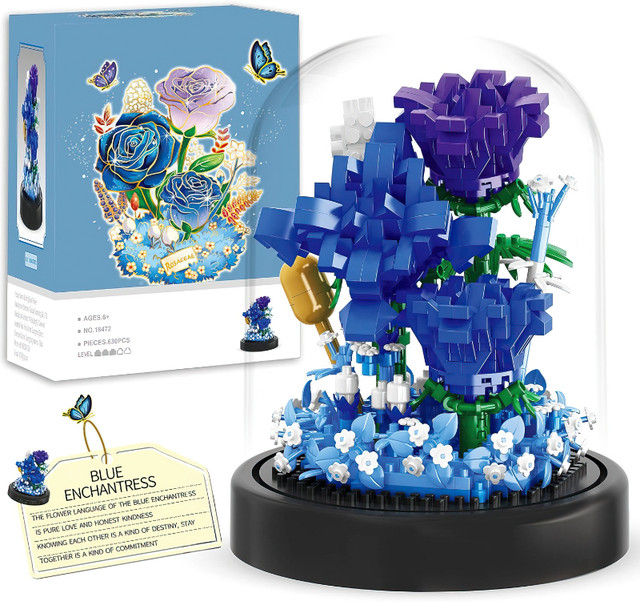 Guglog Flower Bouquet Blue Roses Building Bricks Kit - Only $19 in Toys & Games in Vancouver