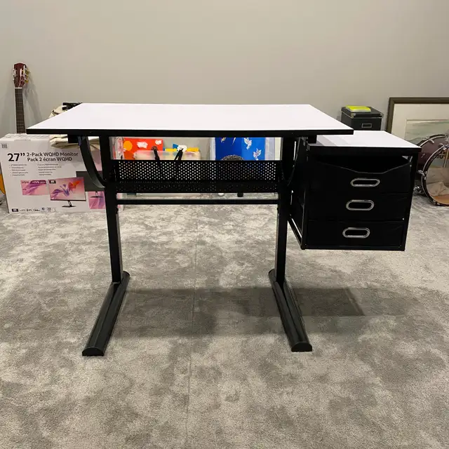 Desk, small drafting art table with tilt feature