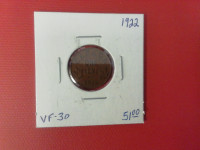 1922 Canadian 1 Cent Small VF-30 Penny