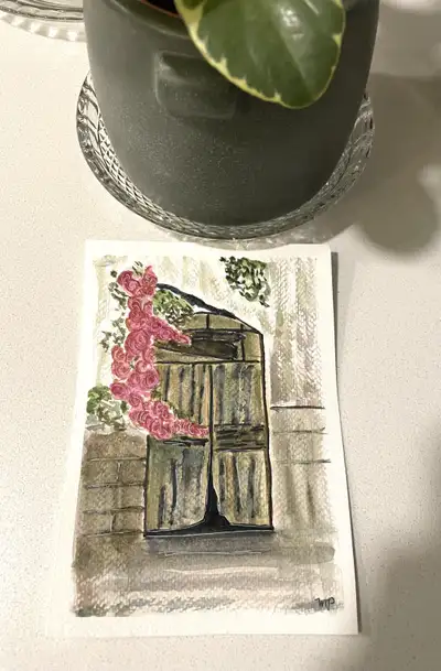 Watercolor Old French Door painting, View more