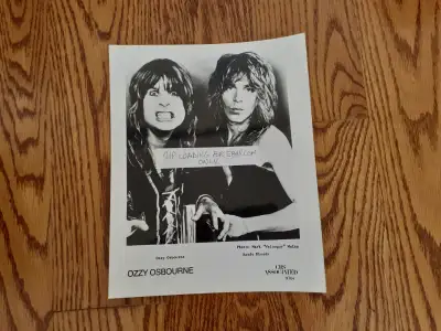 MINT IS JUST LIKE NEW!! OZZY OSBOURNE AND RANDY RHOADS PROMO BLACK AND WHITE 8 X 10 INCHES GLOSSY PH...