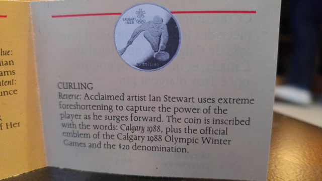 1988 CALGARY OLYMPIC "CURLING" $20 COIN in Arts & Collectibles in Calgary - Image 3