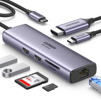 USB C Hub 7 in 1 with 4K 60Hz HDMI, Gigabit Ethernet, 2 USB 3.0,