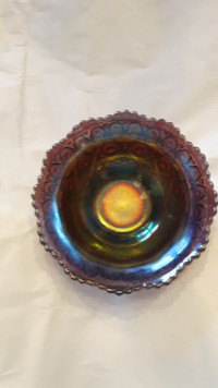 "Fenton" Blue Carnival Glass Bowl