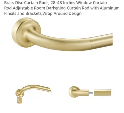 New Room Darkening Curtain Rod  28-48” Gold, View more