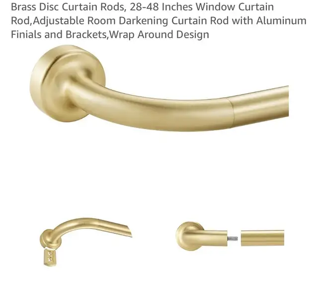 New Room Darkening Curtain Rod  28-48” Gold in Window Treatments in Oshawa / Durham Region - Image 2