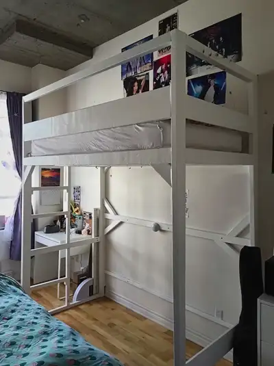 Lit Mezzanine en bois PEINT EN BLANC DIY, View more
