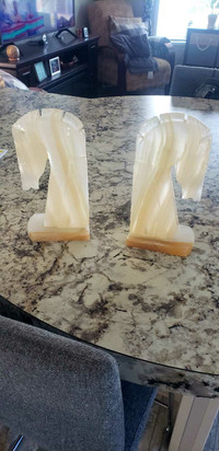 Horse book ends alabaster very old 