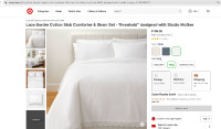 King Size Lace Border Cotton Slub Comforter & Sham Set