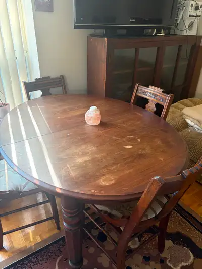 Solid Wood Extendable Dining Table with Four Chairs, View more